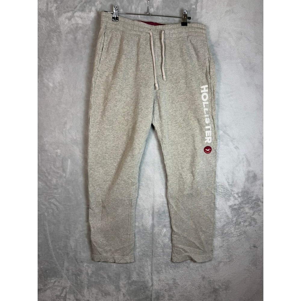HOLLISTER Sweatpants Women S Gray Logo Drawstring Straight Leg Lounge Joggers